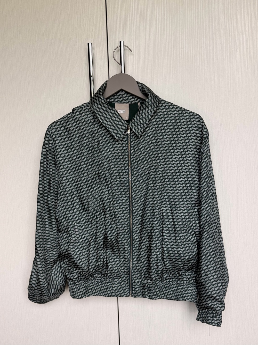 KITH women’s  Zip-Front Geometric Print Jacket in Dark Green